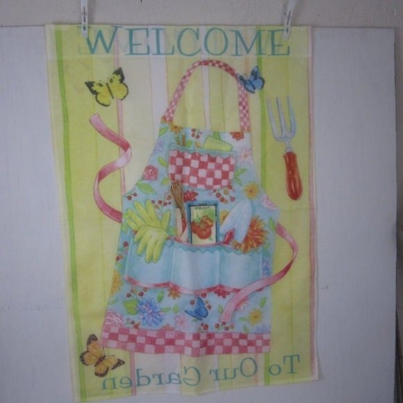 Andrea Tachiera Garden Yard Flag Banner Welcome to our garden nylon 41" x 29" - Picture 7 of 7